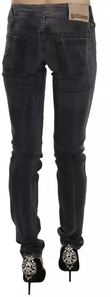 Galliano John Galliano Grey Washed Low Waist Zipper Side Skinny Denim Jeans Oranje