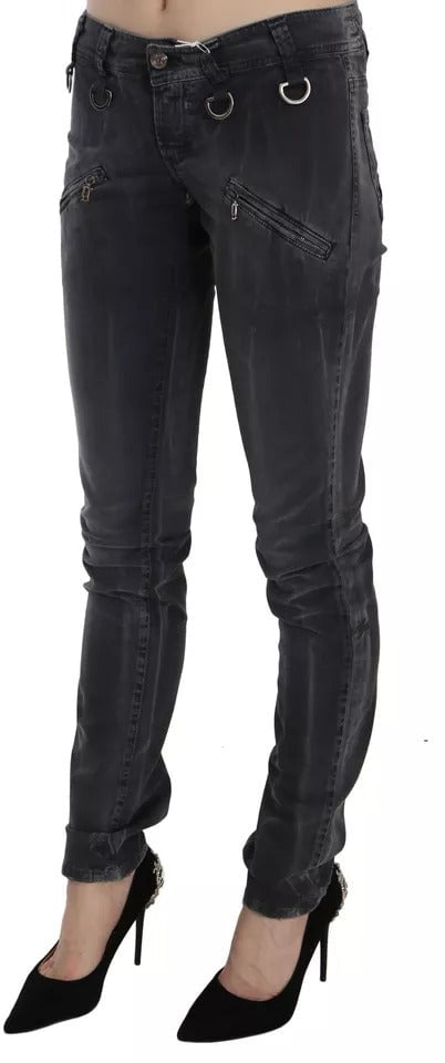 Galliano John Galliano Grey Washed Low Waist Zipper Side Skinny Denim Jeans Oranje