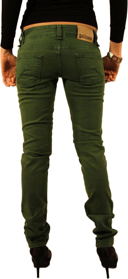 Galliano John Galliano Verde Cotton Women Jeans Groen