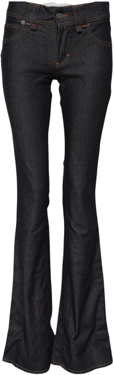 Galliano John Galliano Blue Mid Waist Cotton Wide Leg Denim Jeans Blauw