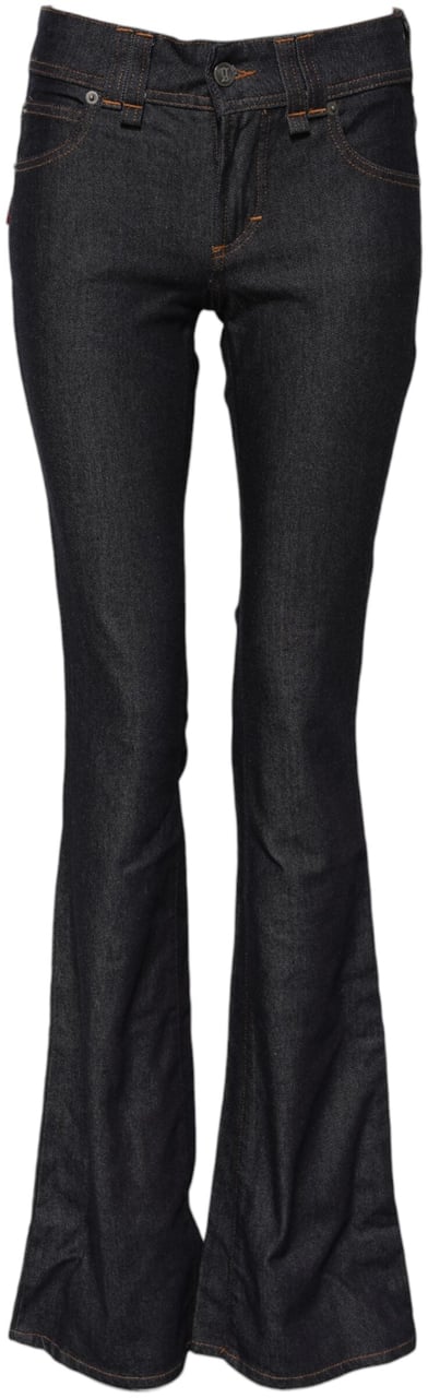 Galliano John Galliano Blue Mid Waist Cotton Wide Leg Denim Jeans Blauw
