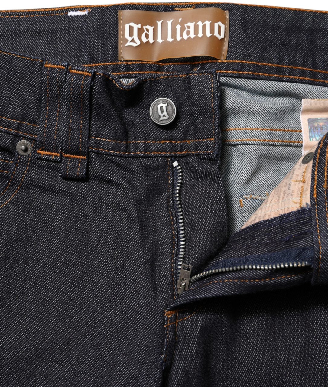 Galliano John Galliano Blue Mid Waist Cotton Wide Leg Denim Jeans Blauw