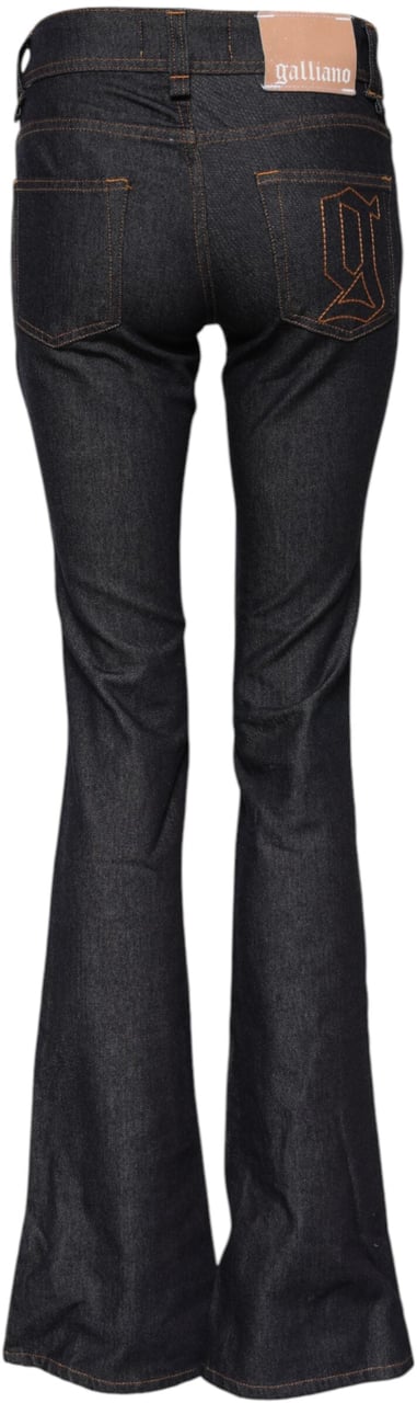 Galliano John Galliano Blue Mid Waist Cotton Wide Leg Denim Jeans Blauw