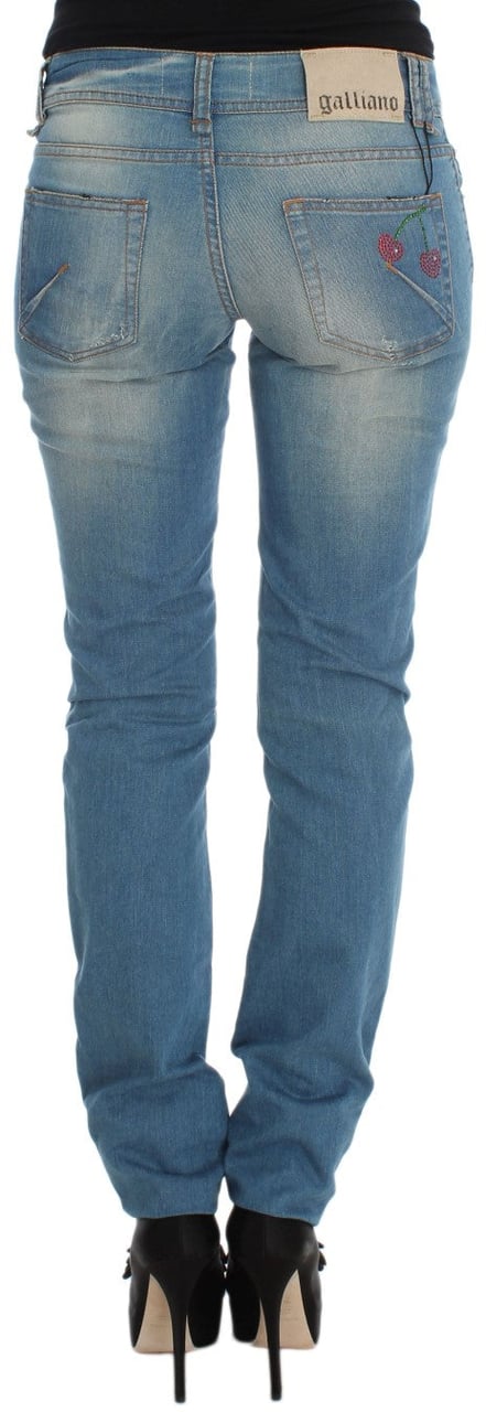 Galliano John Galliano Blue Wash Cotton Blend Slim Fit Jeans Blauw