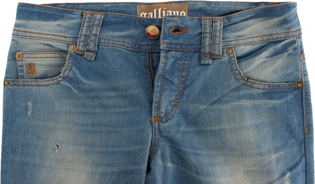 Galliano John Galliano Blue Wash Cotton Blend Slim Fit Jeans Blauw