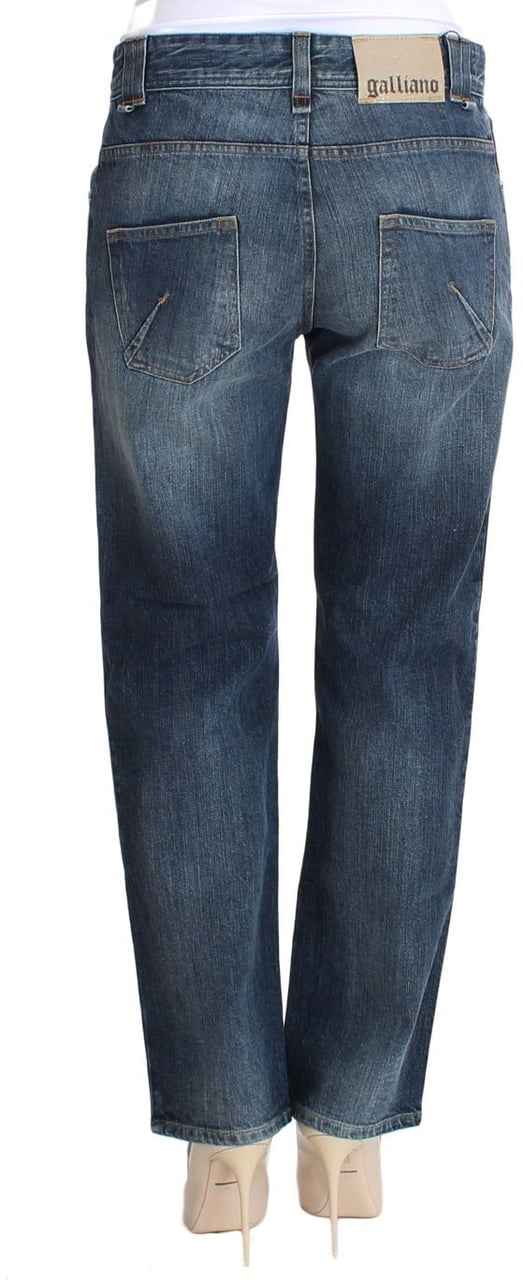 Galliano John Galliano Blue Wash Relaxed Fit Cotton Stretch Denim Jeans Blauw