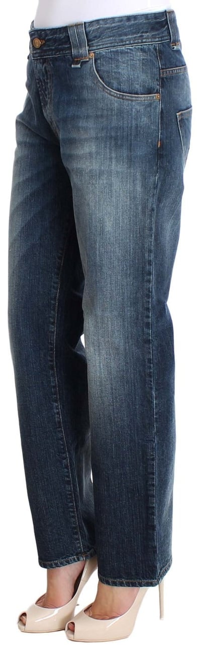 Galliano John Galliano Blue Wash Relaxed Fit Cotton Stretch Denim Jeans Blauw