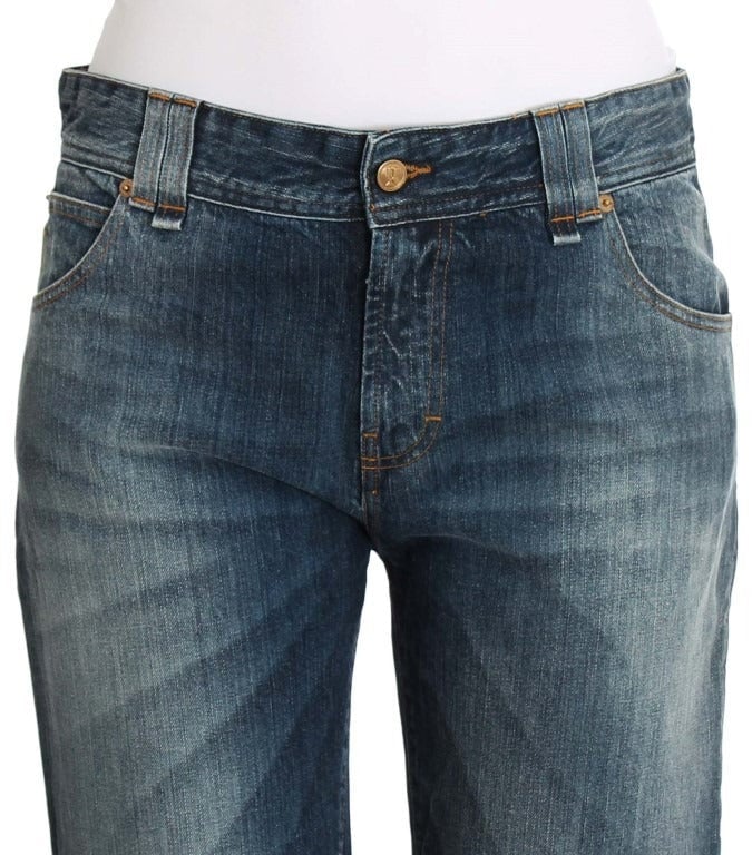 Galliano John Galliano Blue Wash Relaxed Fit Cotton Stretch Denim Jeans Blauw