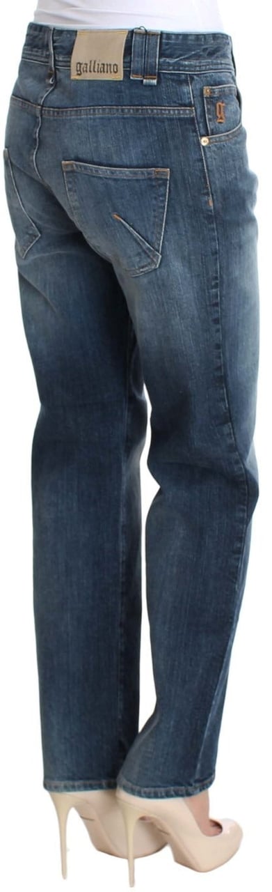 Galliano John Galliano Blue Wash Relaxed Fit Cotton Stretch Denim Jeans Blauw