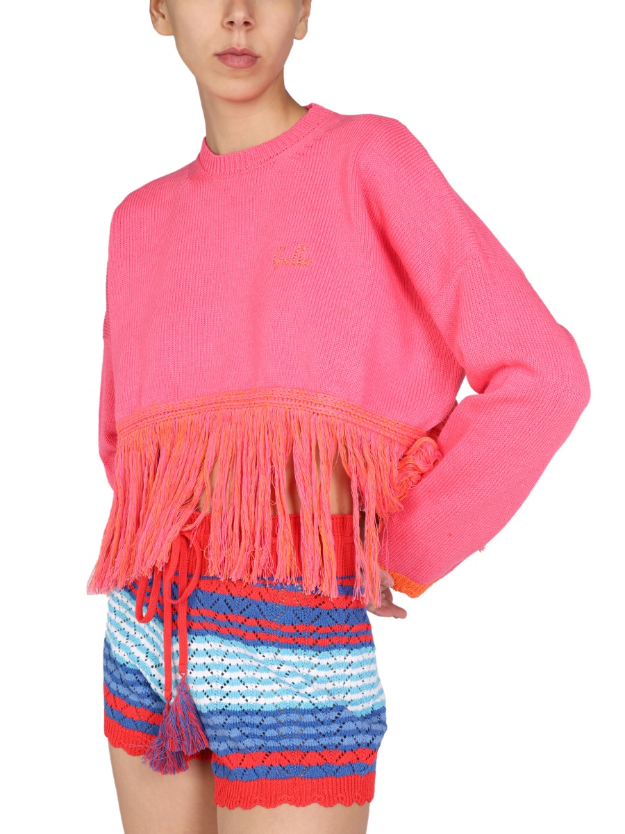 Gallo Cropped Crew Neck Sweater Maroon