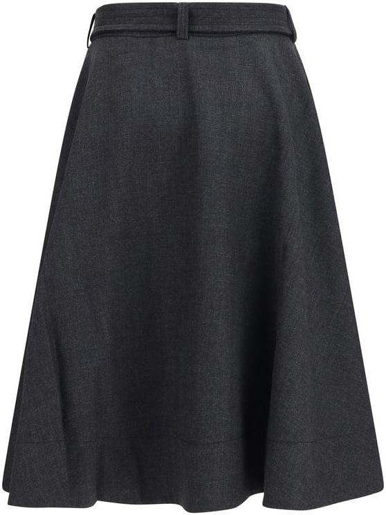 Ganni Gray Recycled Polyester Long Skirt Grijs