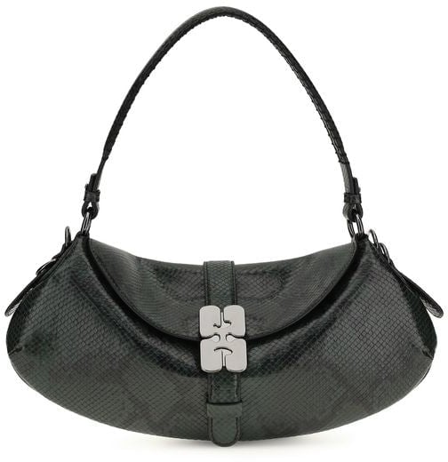 Ganni Ganni Blue Recycled Leather Shoulder Bag Blauw