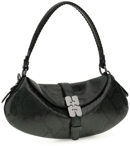 Ganni Ganni Blue Recycled Leather Shoulder Bag Blauw