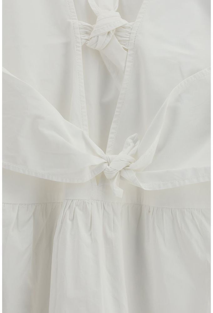 Ganni White Cotton Casual Dress Wit