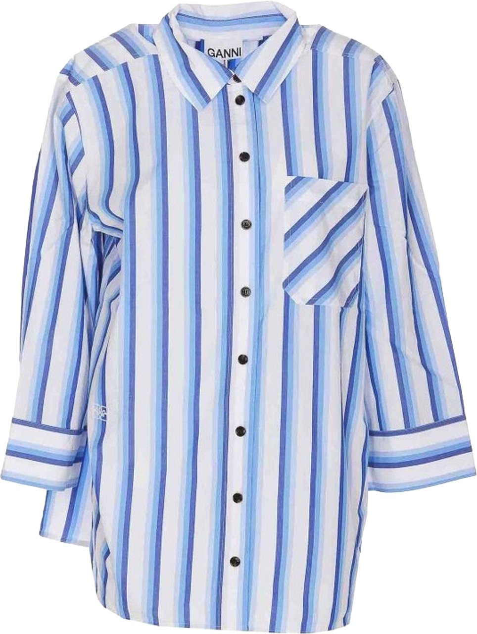 Ganni Cotton Striped Shirt Blauw