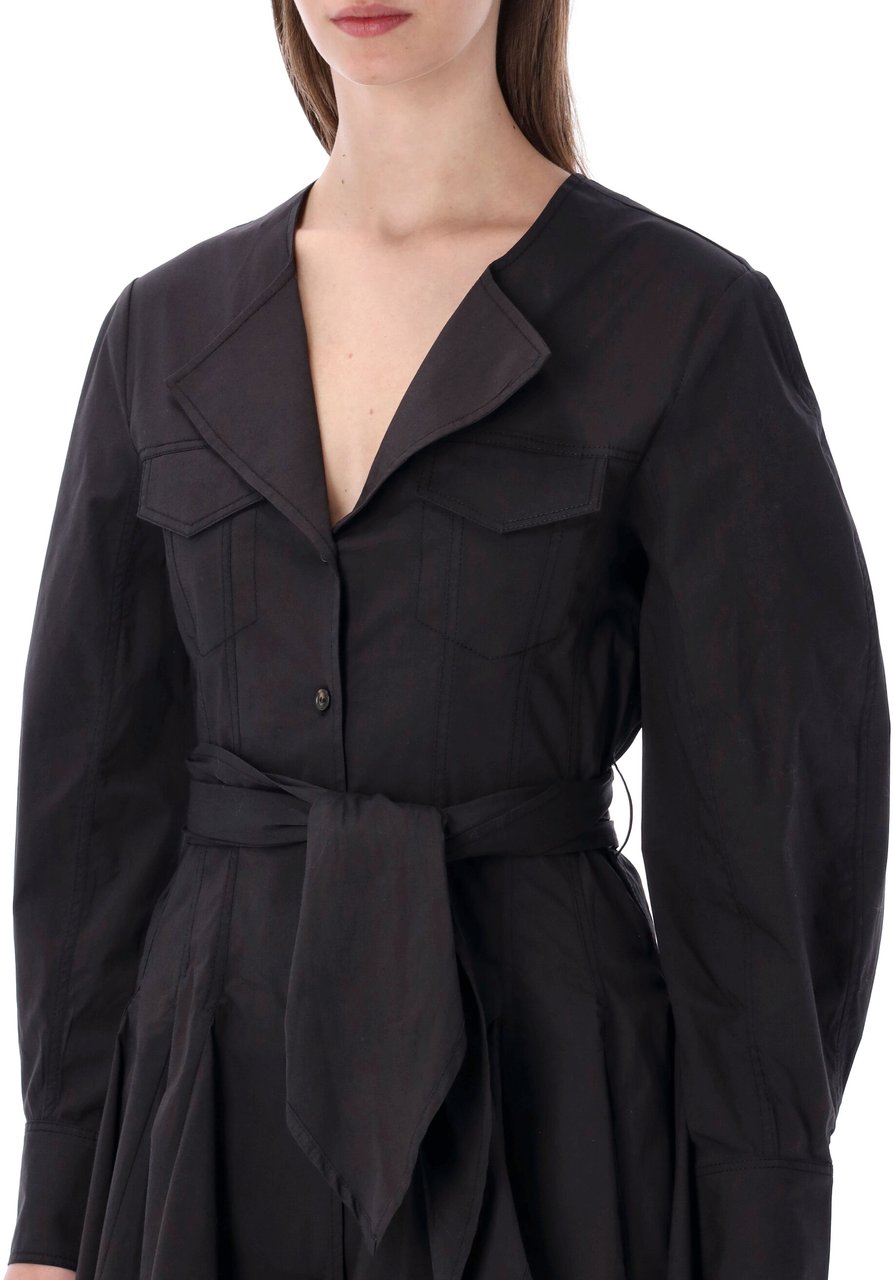 Ganni Mini Shirt Dress Nero Zwart
