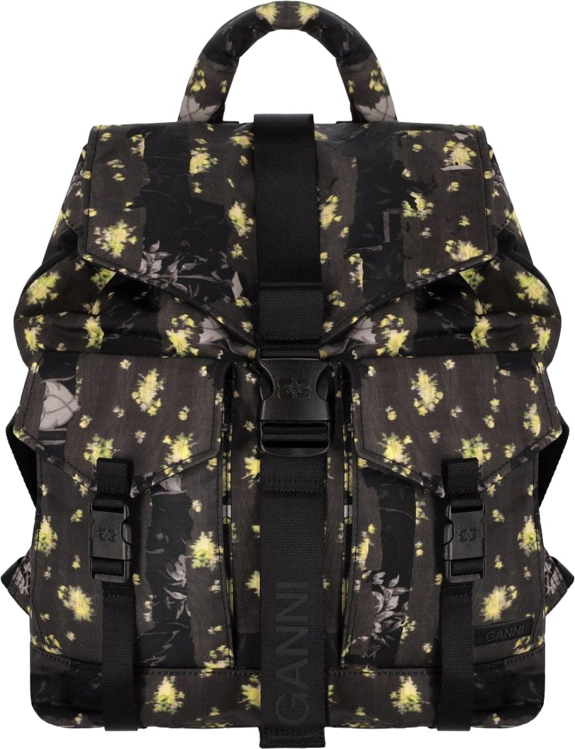 GANNI RE-TECH WASHED-EFFECT BACKPACK Zwart