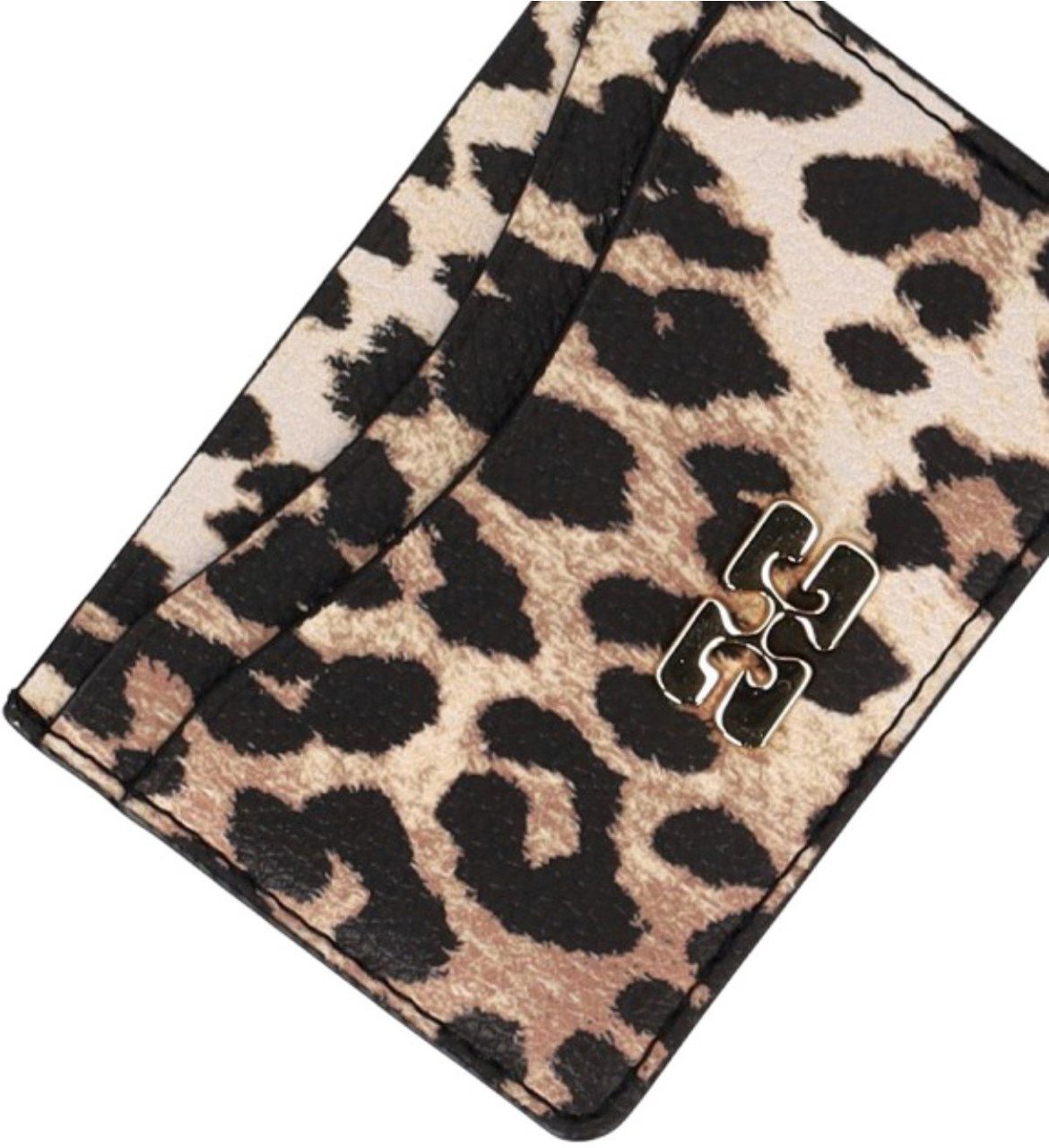 GANNI BOU LEOPARD-PRINT CARD HOLDER Bruin