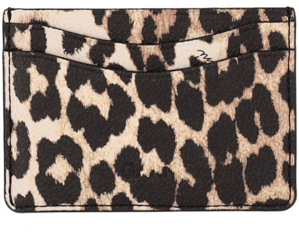 GANNI BOU LEOPARD-PRINT CARD HOLDER Bruin