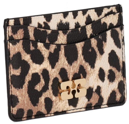 GANNI BOU LEOPARD-PRINT CARD HOLDER Bruin
