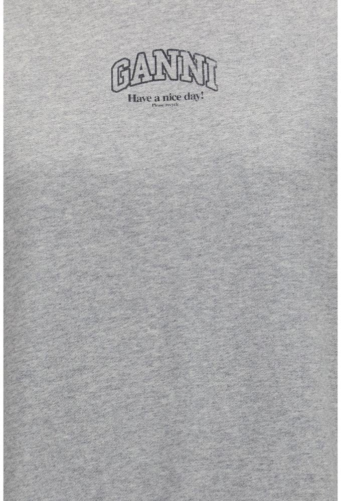 Ganni Gray Cotton Sweatshirt Grijs