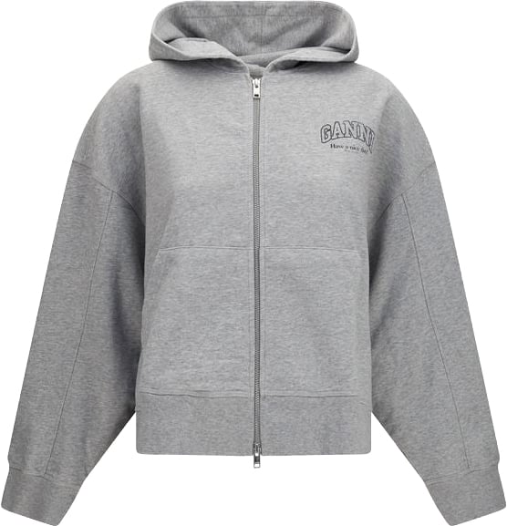 Ganni Gray Cotton Sweatshirt Grijs