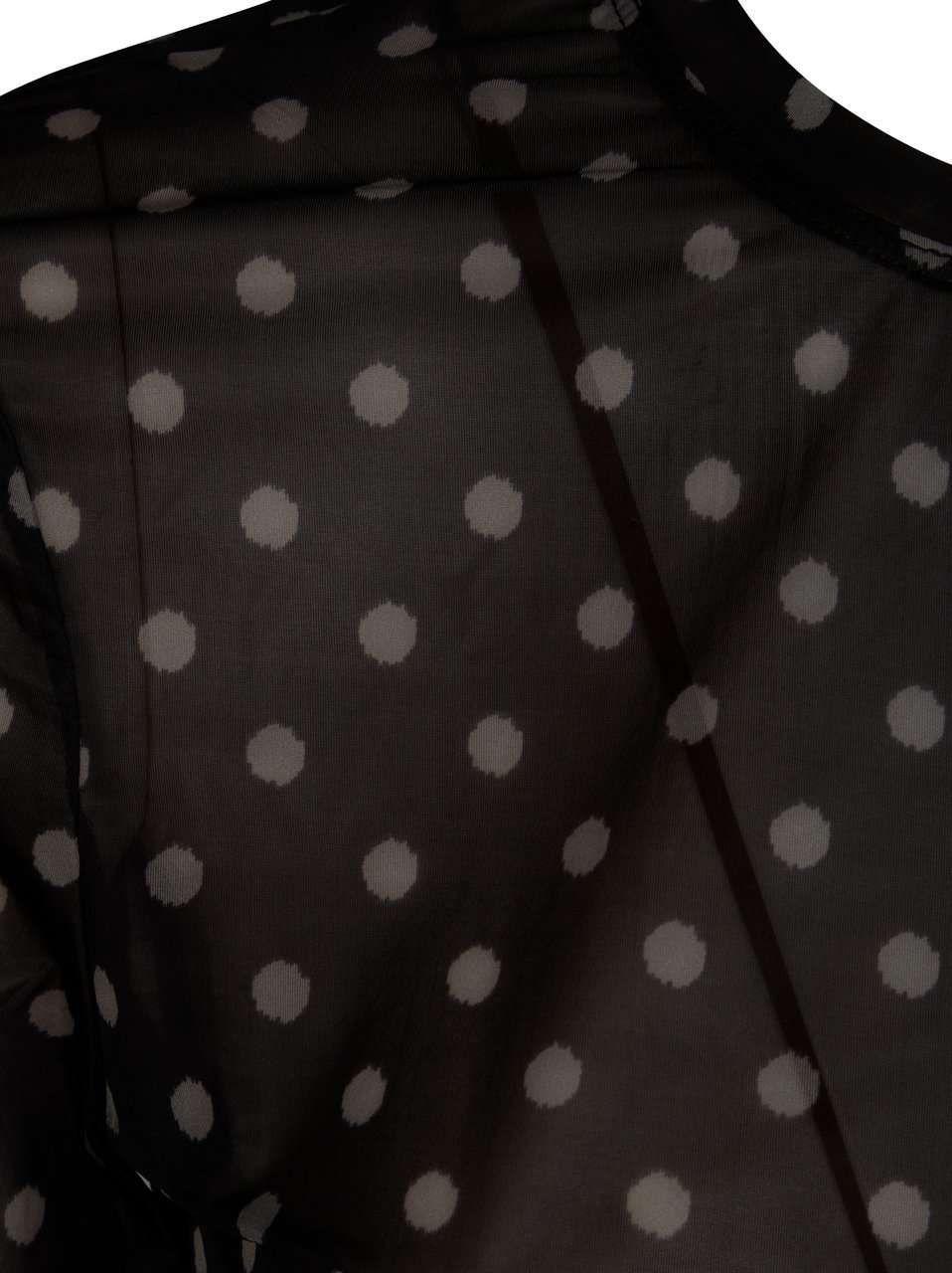 Ganni Polka Dot Sheer Ruched T-Shirt Zwart