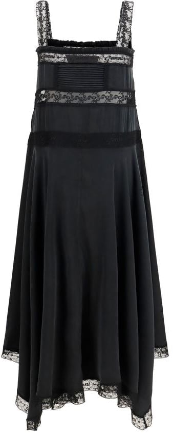 Ganni Black Silk Casual Dress Zwart