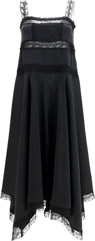 Ganni Black Silk Casual Dress Zwart