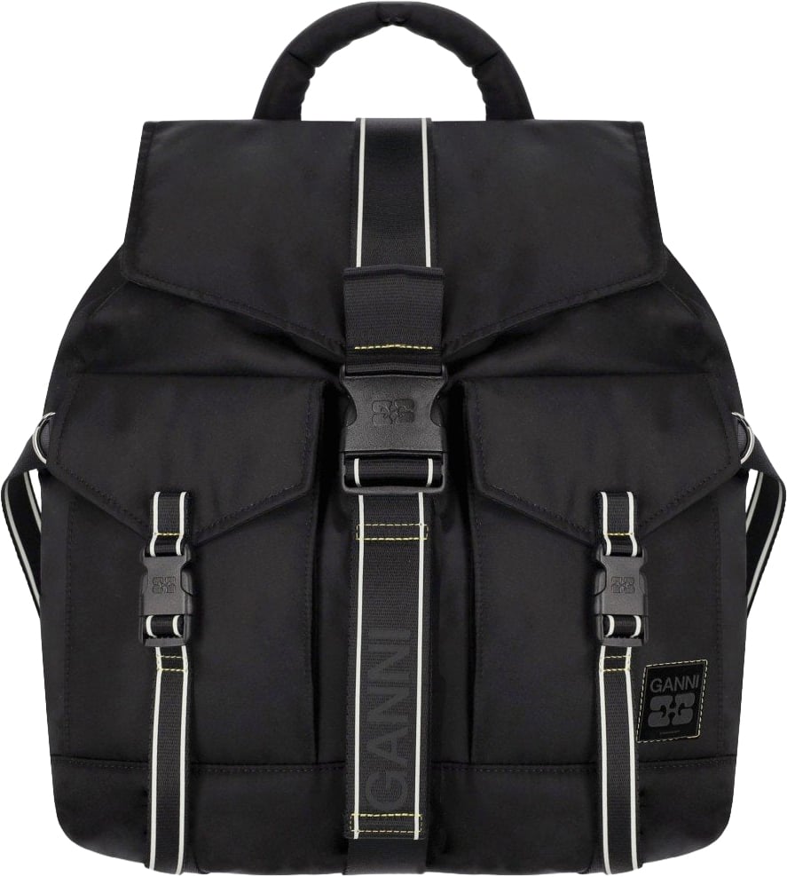 GANNI RE-TECH NYLON BACKPACK Zwart