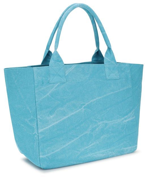 Ganni Blue Recycled Cotton Shoulder Bag Blauw