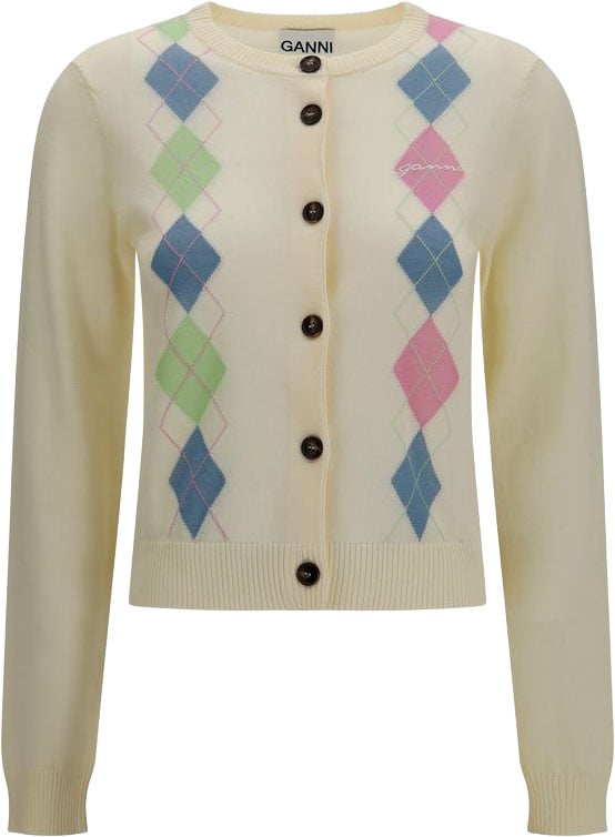 Ganni Beige Cotton Cardigan Beige