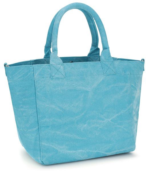 Ganni Blue Recycled Cotton Shoulder Bag Blauw