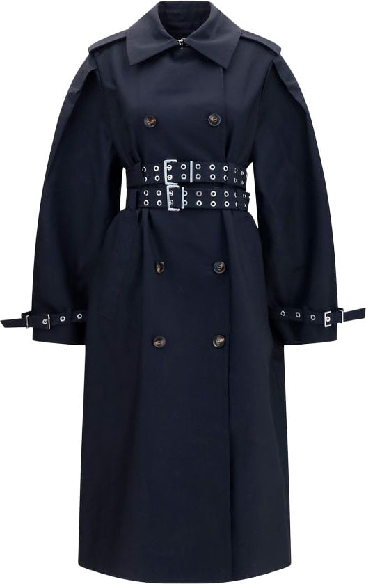 Ganni Black Cotton Coat Zwart