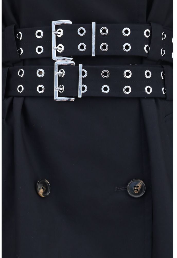 Ganni Black Cotton Coat Zwart