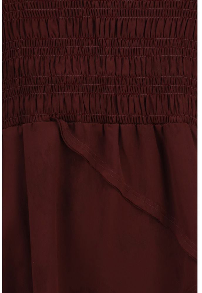 Ganni Bordeaux Acetate Casual Dress Maroon
