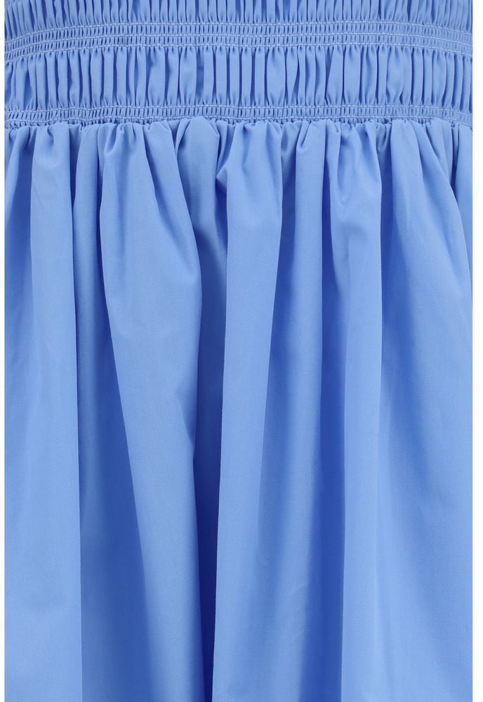 Ganni Blue Cotton Casual Dress Blauw