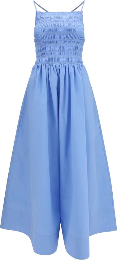 Ganni Blue Cotton Casual Dress Blauw