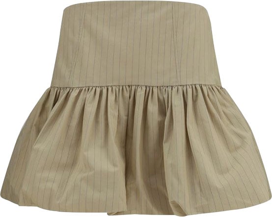Ganni Beige Cotton Mini Skirt Beige