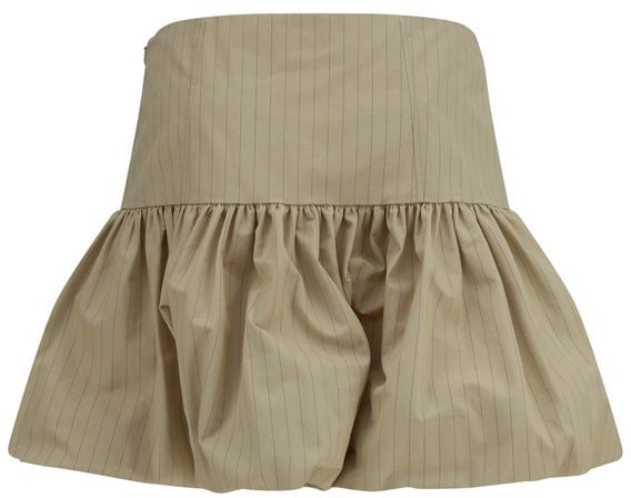 Ganni Beige Cotton Mini Skirt Beige