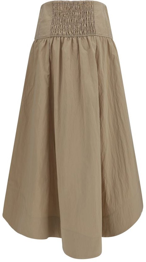 Ganni Beige Cotton Midi Skirt Beige