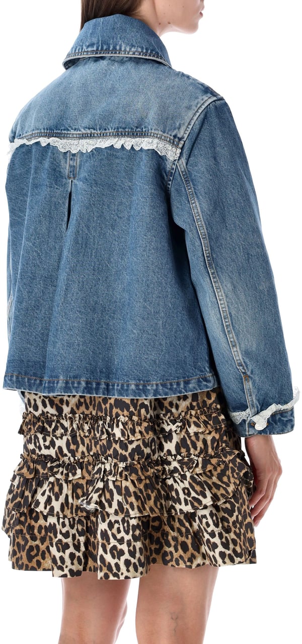Ganni Lace Denim Jacket Blu Blauw