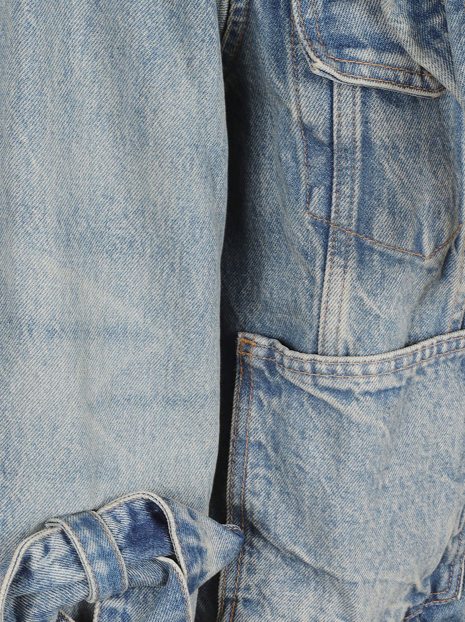 Ganni Cropped Light Blue Denim Jacket Grijs