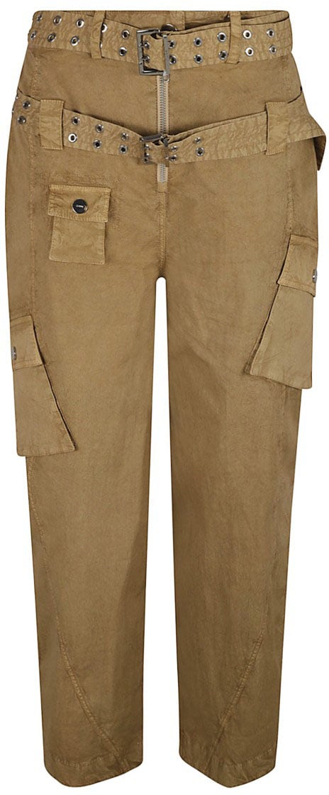 Ganni Relaxed-Fit High-Waisted Trousers With Belted Design Bruin