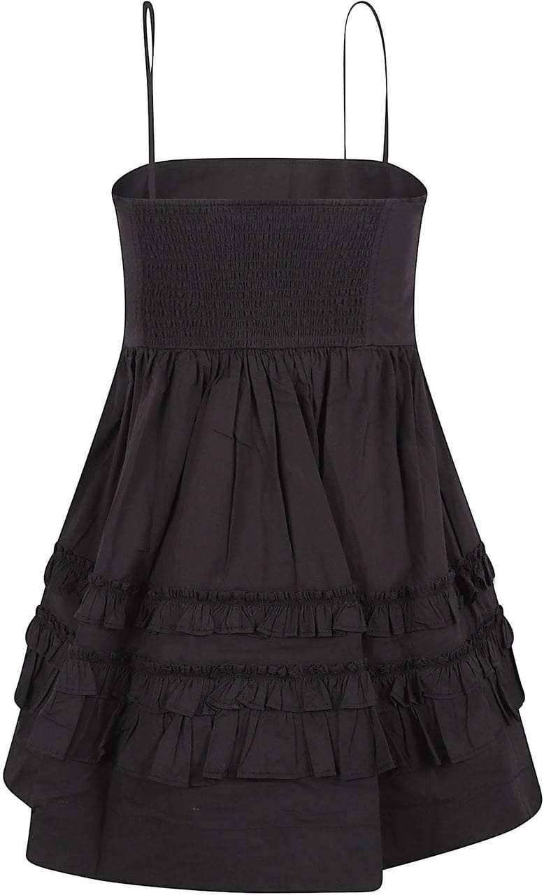 Ganni Mini Dress with Spaghetti Straps Zwart