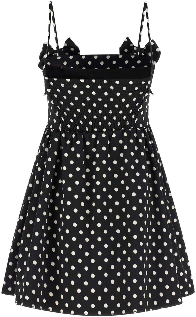Ganni Abito Polka-Dot Satin Black Zwart