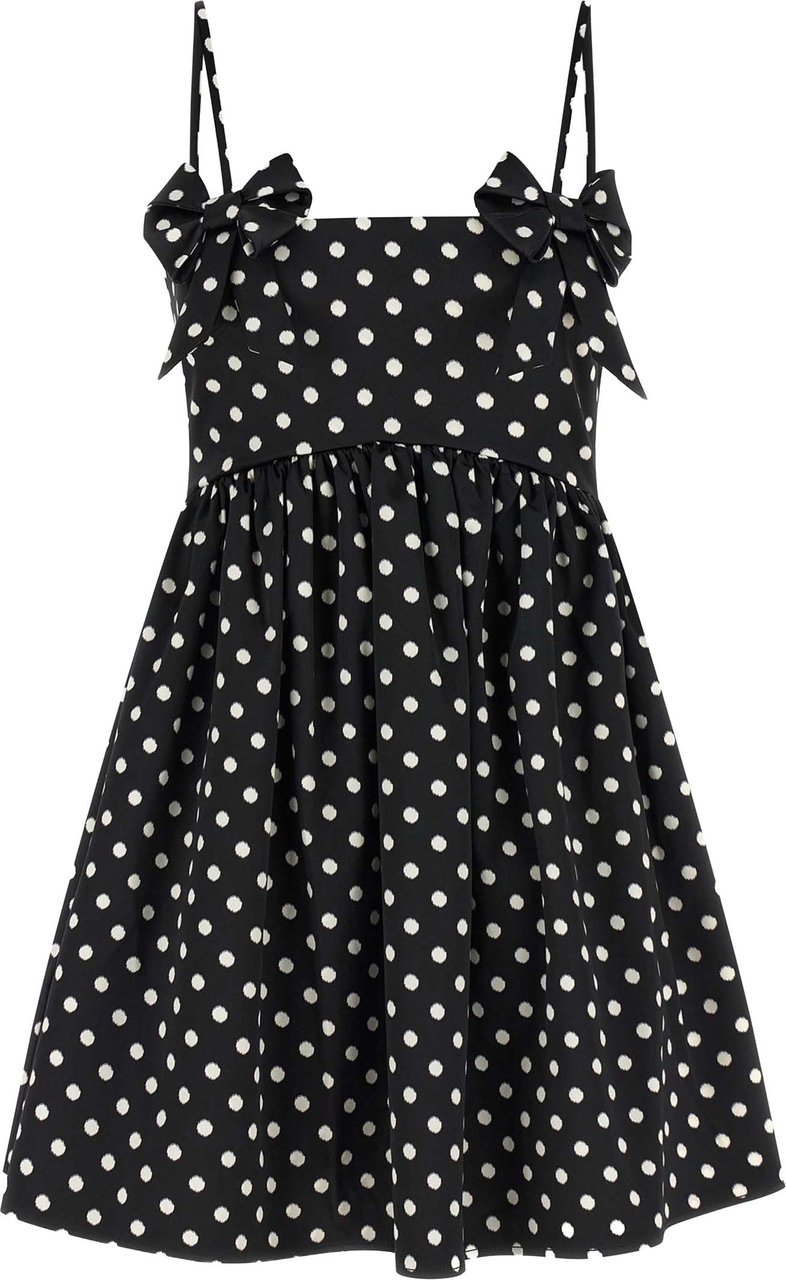 Ganni Abito Polka-Dot Satin Black Zwart