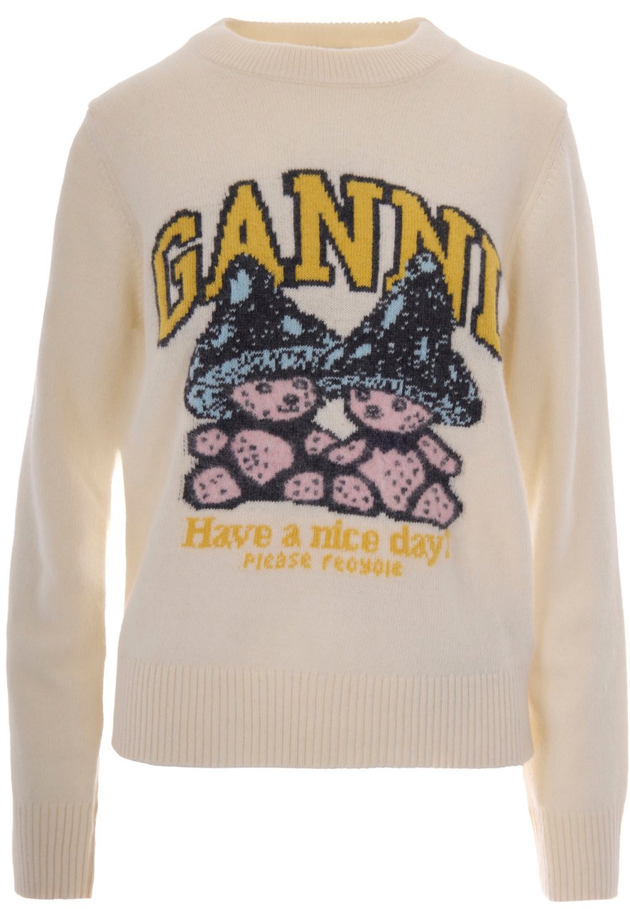Ganni Sweaters Egret Wit