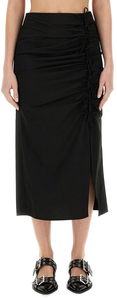 Ganni LONGUETTE SKIRT Zwart