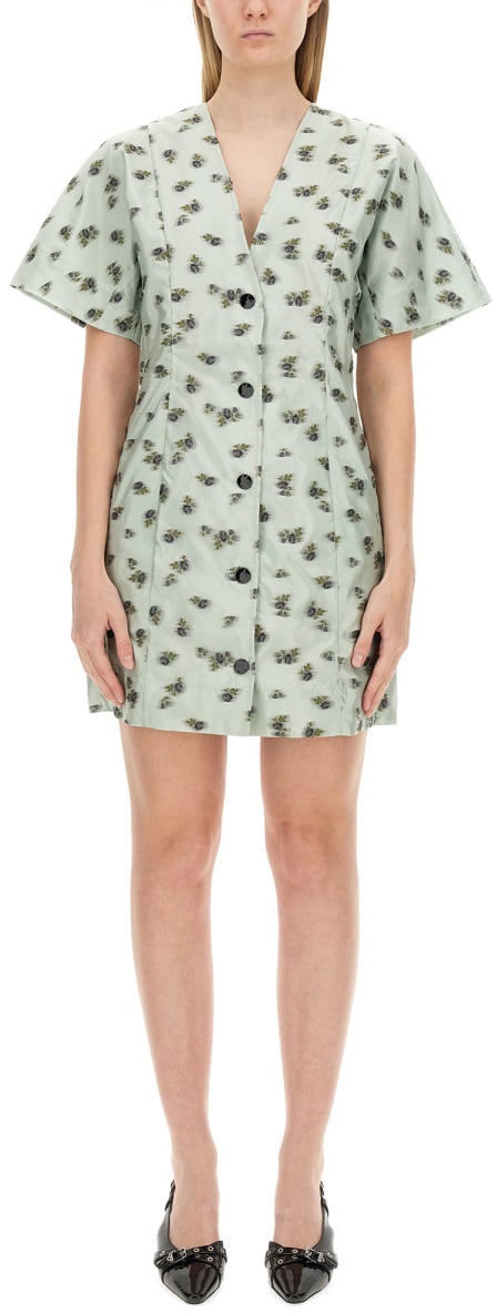 Ganni MINI DRESS Groen